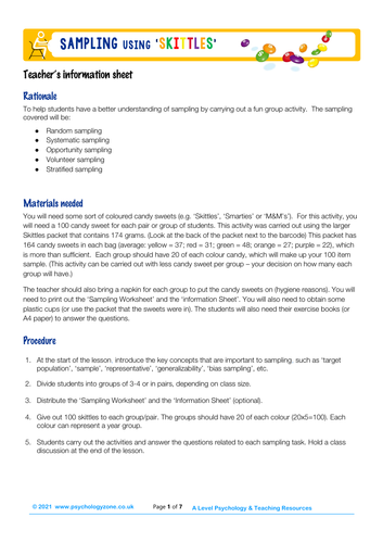 AQA Psychology: Research Methods: Sampling | Teaching Resources