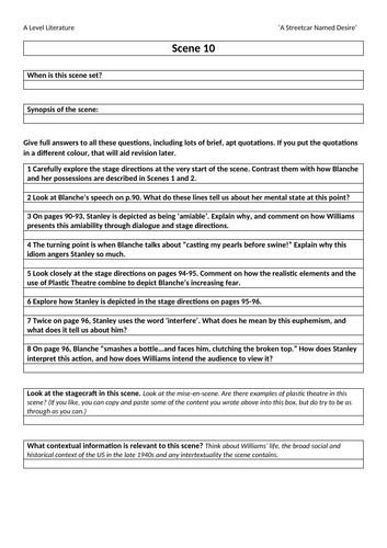 Guided Analysis of Scene 10 of A Streetcar Named Desire