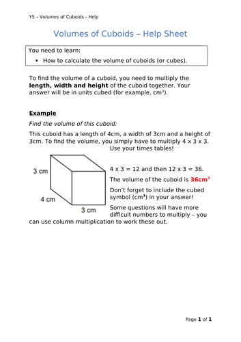 Y5 Maths - Volume of Cuboids