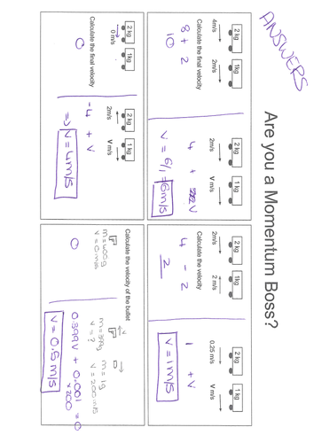 Momentum Calculations And Simple Collisions Teaching Resources 5598