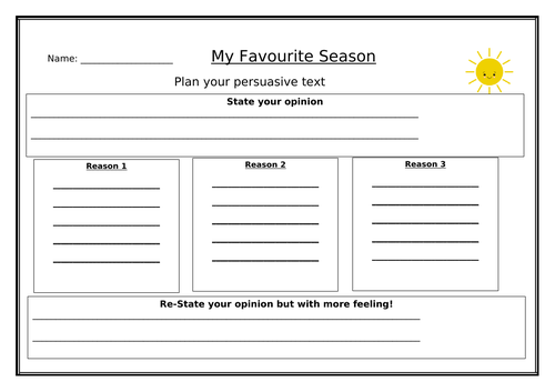 Persuasive Writing Lesson: My Favourite Season | Teaching Resources