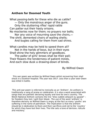 poetry essay on anthem for doomed youth