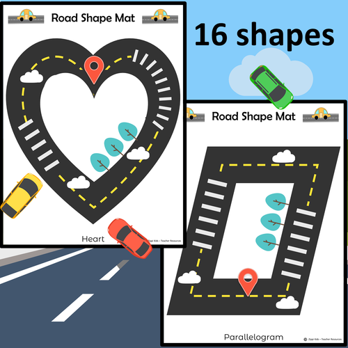 Road Shape Mats, 2D Shapes activities, Trace, Find, Color, Spell: Car ...