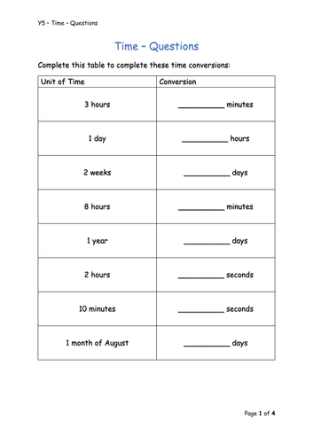 Y5 Maths Time Teaching Resources
