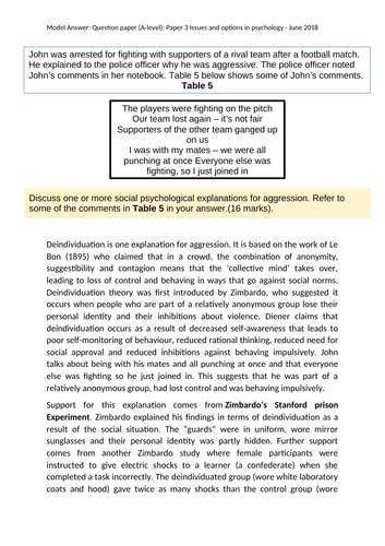 AQA A Level Psychology Social Psychological explanations of Aggression ...