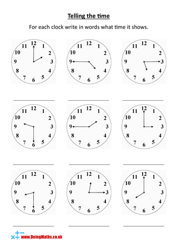 Telling the Time from Analogue Clocks Worksheet - Free Sample ...