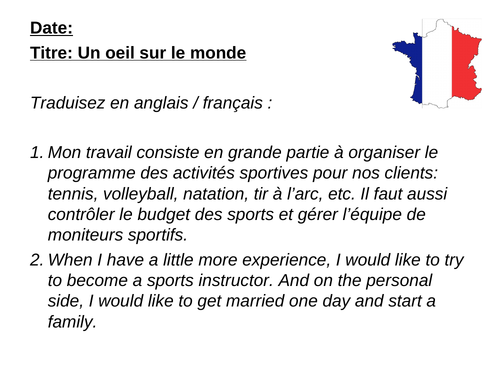 AQA/EDEXCEL Studio GCSE French (Higher) – Module 8 – Point de départ ...