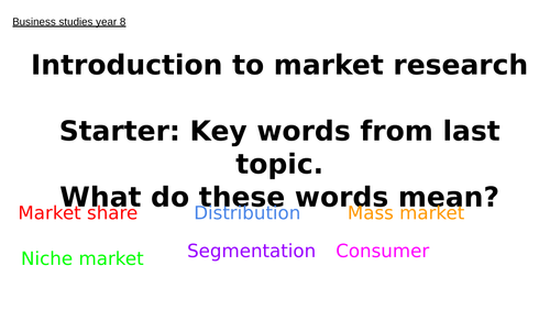 Introduction to market research business studies