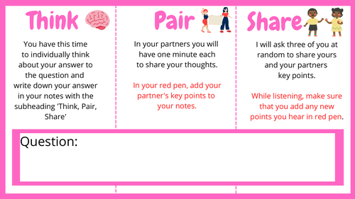 Accountable Think Pair Share template Teaching Resources
