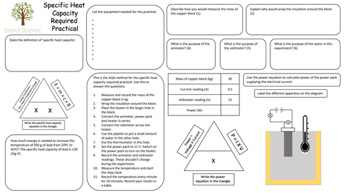 Specific Heat Capacity Required Practical Mat - AQA GCSE Physics ...