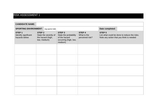 Risk and Risk Assessment GCSE PE | Teaching Resources