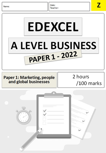 Edexcel A Level Business Paper 1 Mock | Teaching Resources