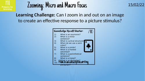 Micro and Macro Writing: ZOOMING IN