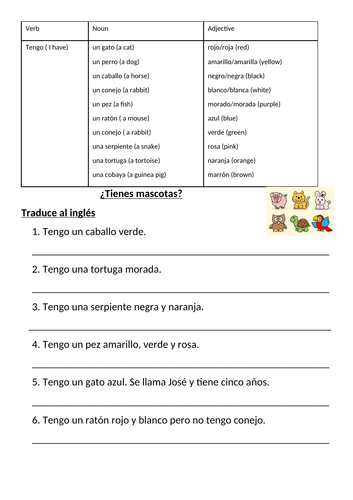 Viva 1 Module 1 Unit 5 ¿Tienes mascotas? | Teaching Resources