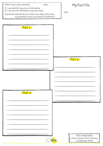 Blank Fact File Template Ks2