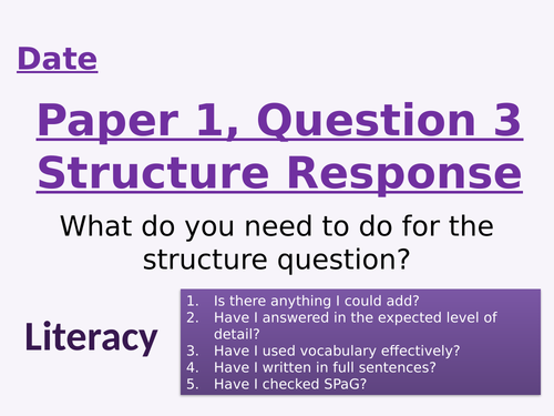 Paper 1 Question 3 Structure Question | Teaching Resources