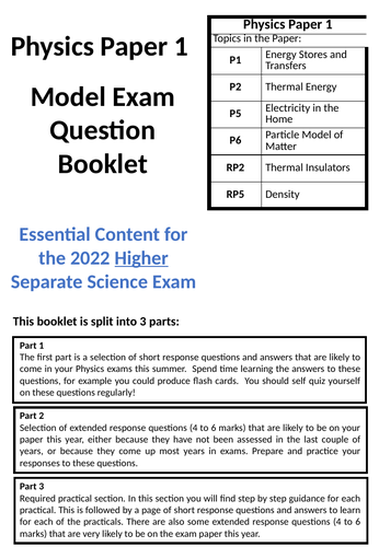 Aqa Gcse Physics Paper 1 Revision Booklet For 2022 Teaching Resources 4428