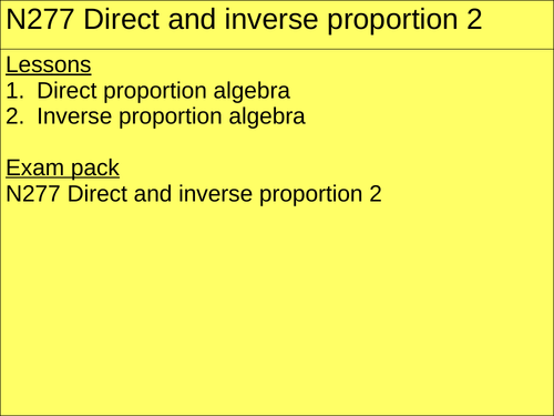 N277 Direct and inverse proportion 2 | Teaching Resources