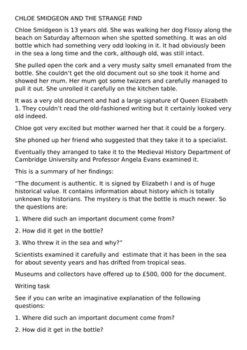 Writing an imaginary explanation about a historic mystery | Teaching ...
