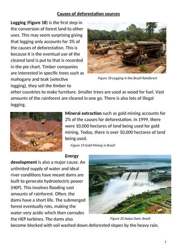 AQA Causes of deforestation - Tropical Rainforests