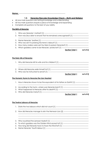 Revision Fill-In Booklet - Myth and Religion GCSE Classical ...