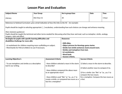 Similes and metaphors to describe a storm | Teaching Resources