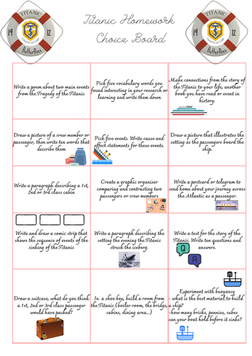 titanic homework grid