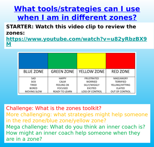 Zones lesson 5: my zones strategies | Teaching Resources