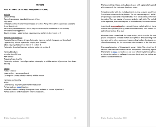 WJEC GCSE MUSIC - Area of Study 1 EXTENDED WRITING | Teaching Resources