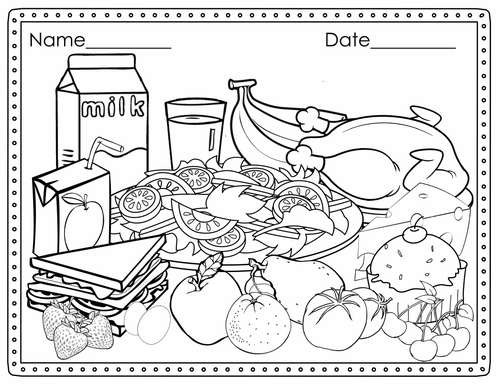 Food Coloring Pages - My Favorite Food - Coloring and Writing ...