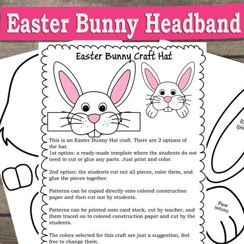 easter bunny craft hat crown template bunny headband rabbit craft printable teaching resources