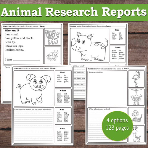 Animal Research Reports / Animal Riddles, Projects (Zoo Farm Ocean Animals)  | Teaching Resources