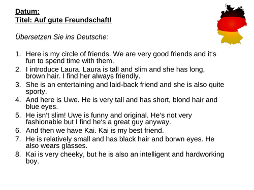 mein freund essay in german