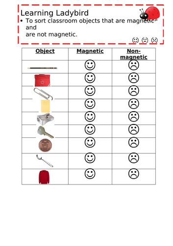 Magnetic and deals non magnetic worksheet