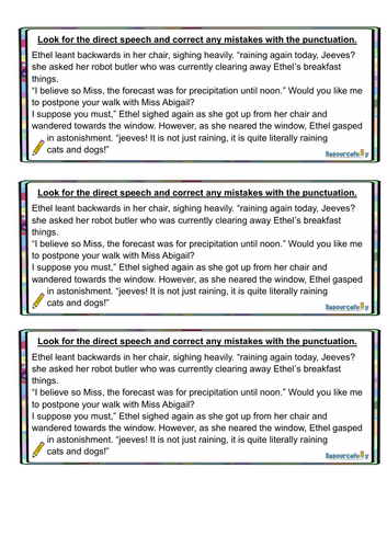 punctuating direct speech year 4 worksheet