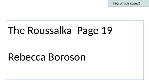 The Roussalka Evaluation Lesson Iridescent Adolescent