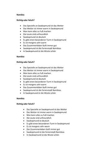 Namibia / German-speaking countries | Teaching Resources