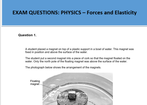 Forces and Elasticity - Exam practise Questions, GCSE | Teaching Resources