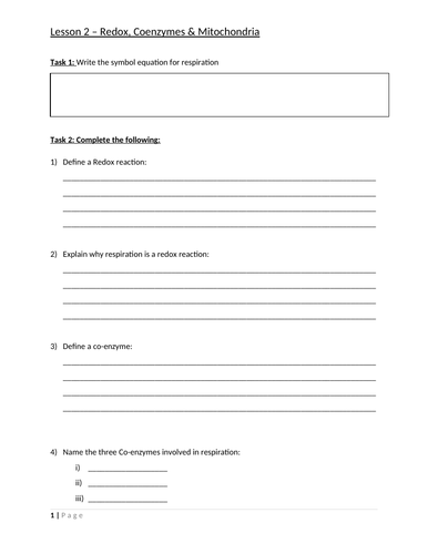 Lesson 2: Mitochondria and respiration overview