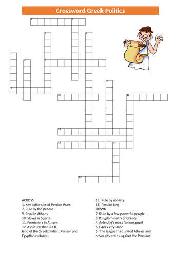 Crossword Greek Politics Teaching Resources