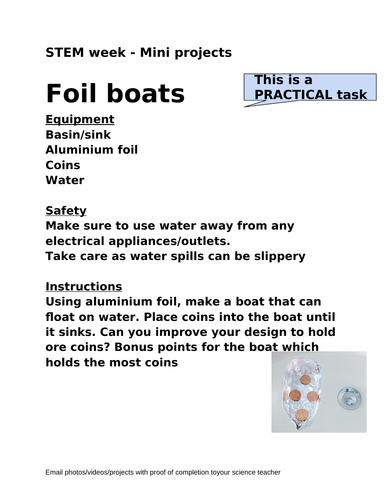 STEM week science week mini tasks | Teaching Resources