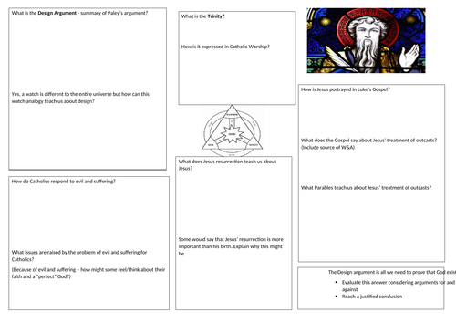 The Trinity, The Design argument, Evil and Suffering