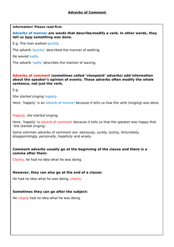 ks3-grammar-adverbs-of-comment-teaching-resources