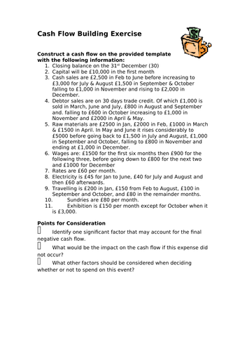 Unit 3 - Personal and Business Finance - Cash Flow Forecast Section (Learning Aim E)