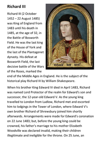 Richard III Handout with Activities