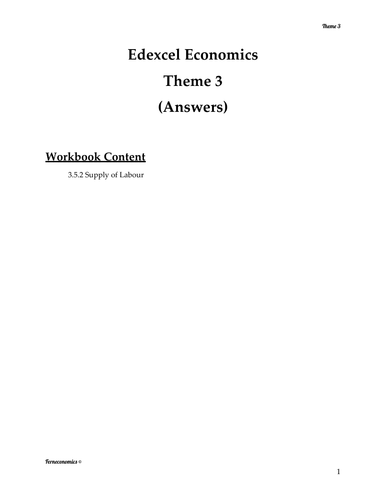 Edexcel Economics Theme 3: 3.5.2 Supply of Labour (+PES)