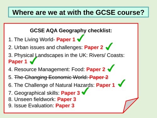 AQA GCSE Geography 9-1: Paper 3 Unseen Fieldwork | Teaching Resources