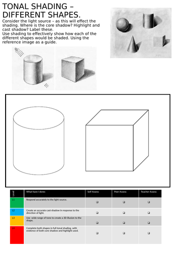 Tonal Shading - shapes worksheets | Teaching Resources