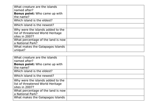 voyage to the galapagos video worksheet answers