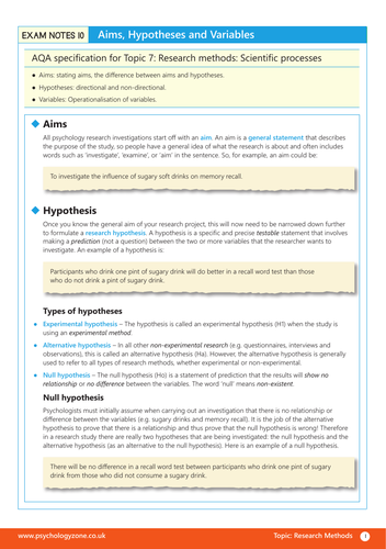 how to write a hypothesis psychology aqa